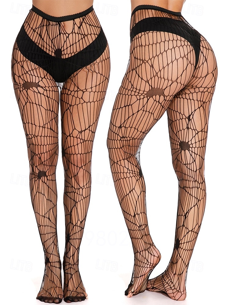 Transparente Strumpfhose mit Spinnennetzmuster für Halloween für Damen – dehnbare Netzstrumpfhose für Kostümpartys, Cosplay und Nachtclub-Outfits 2025 - $9.99 –P6