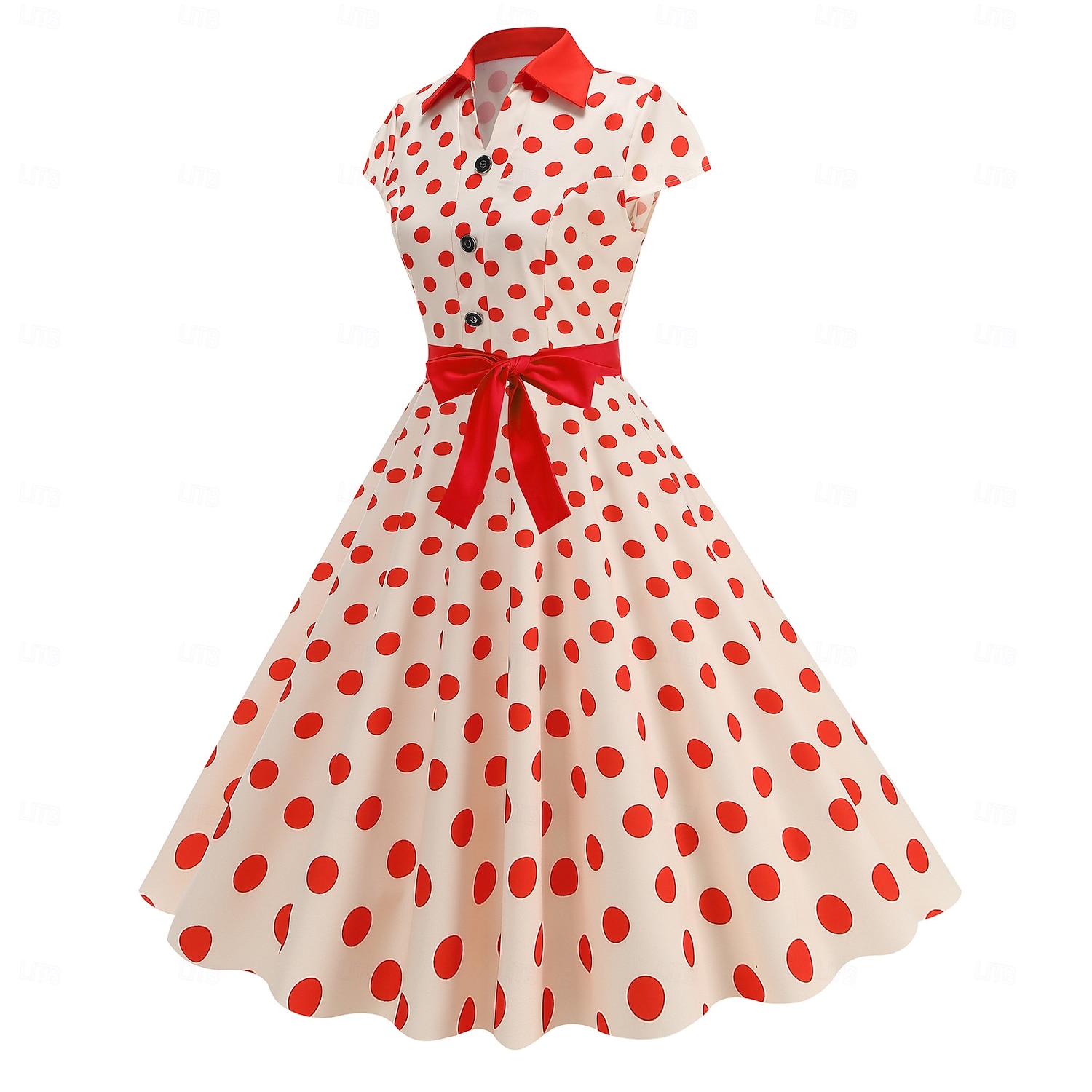 Retro 50. léta Rockabilly Polední Houpací šaty Flare šaty Košilové šaty Přizpůsobení a odlesky Puntíky Maškarní kostým Dámské předvečer Všech svatých Karneval Dovolená Běžné / Denní Retro tematick 2025 - $30.99 –P2