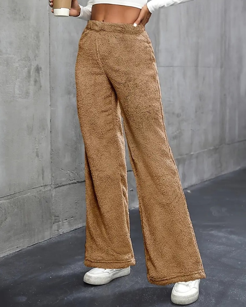 Per donna Gamba larga Pantaloni Eleganti Streetwear Casual Lunghezza intera Naturale Semplice Elastico in vita Confortevole Ferie Uscire Weekend Grigio Nero Bianco Cachi Autunno Vestibilità regolare del 2025 a $18.99 –P4