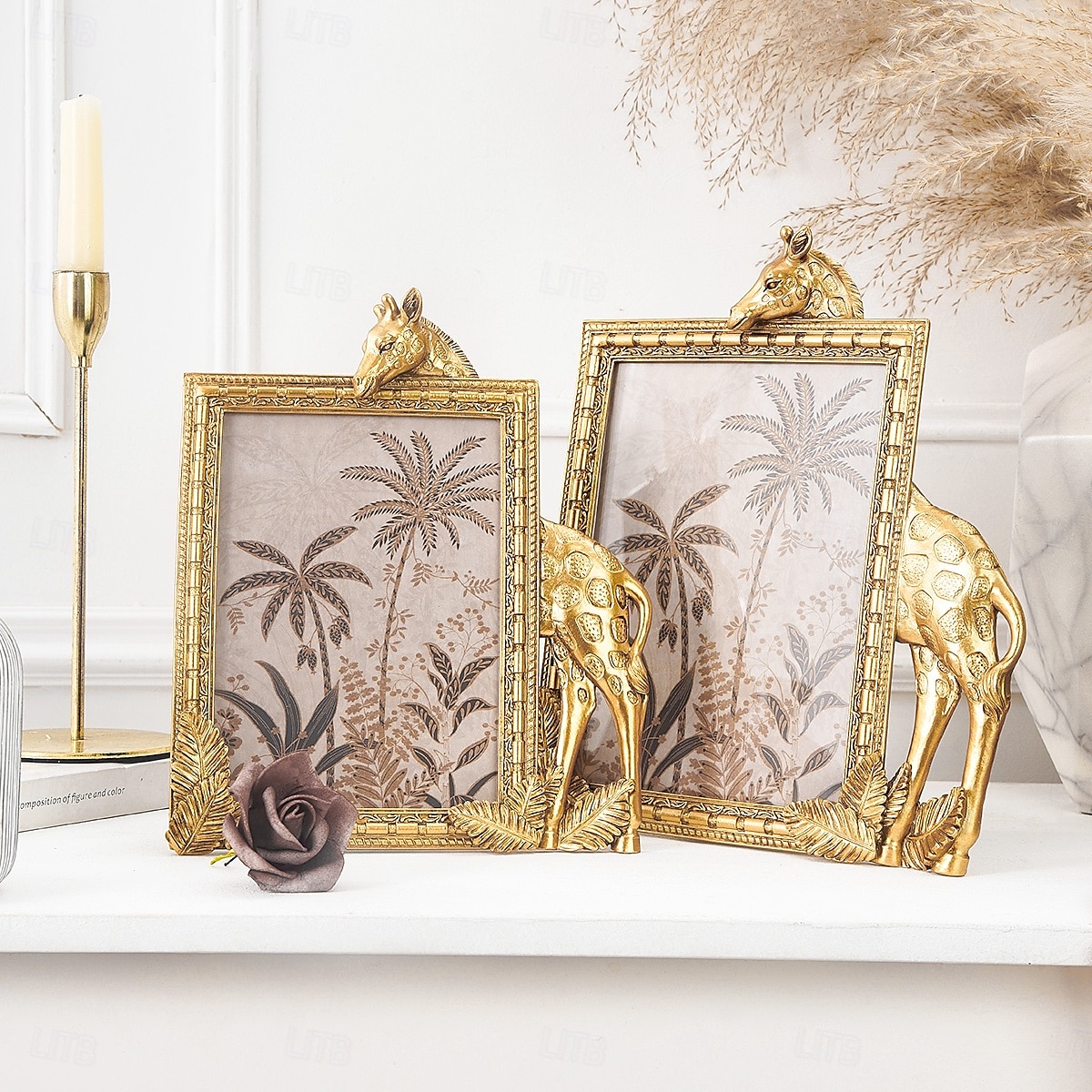 Cadre photo décoratif rectangulaire en résine dorée en forme de girafe, cadre en résine pour un affichage chaleureux des photos de bureau, idéal pour la décoration intérieure et les accessoires de de 2025 ? $20.99 –P6