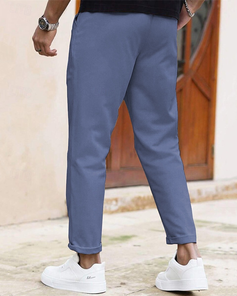 Pánské Upnuté Kalhoty Kalhoty chinos Šňůrky Kapsy Bez vzoru Pohodlné Po kotníky Denní Obchod Práce Módní Klasický styl Vodní modrá Černá Lehce elastické 2026 - $18.99 –P10