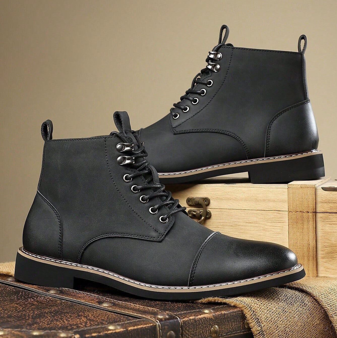 Bottines à lacets vintage pour homme – bottines à bout droit avec coutures classiques pour le travail, le week-end et l'automne de 2025 ? $54.99 –P14