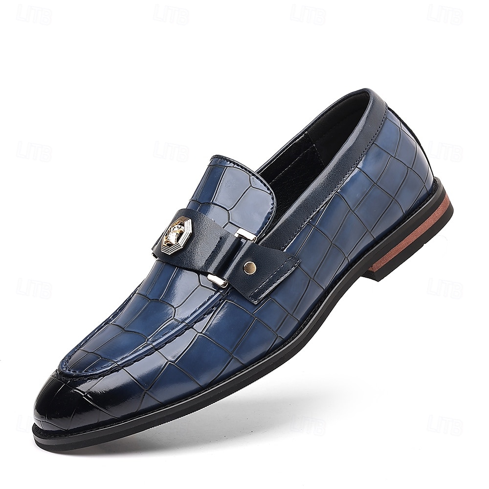 Mocassins en similicuir bordeaux pour homme, effet crocodile, avec boucle décorative en métal, pour hommes d'affaires, événements formels et banquets de 2025 ? $34.99 –P2