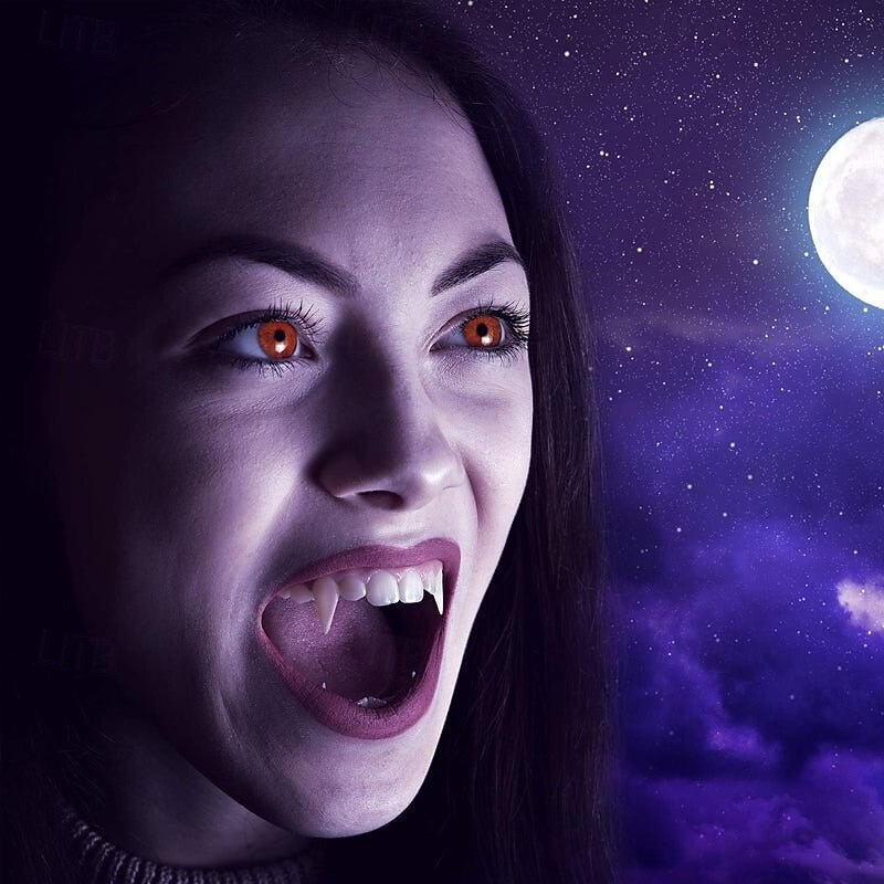Halloween Retractable Vampire Teeth – Fangs Dentures For Cosplay, Horror Costume