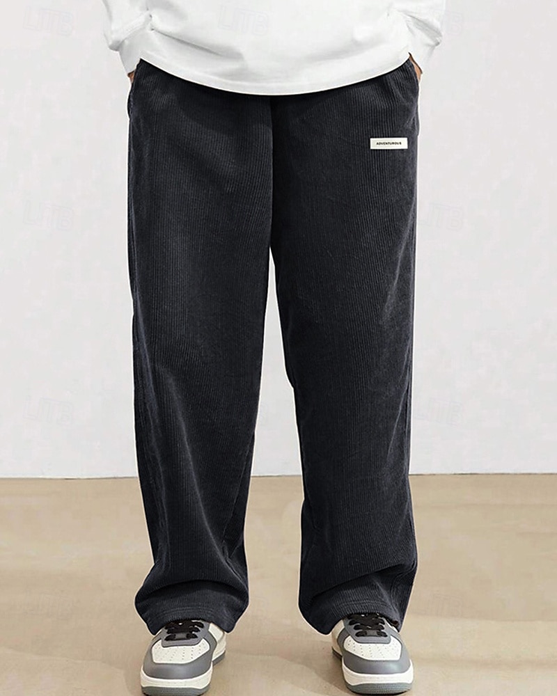 Homens Calças de Veludo Calças Calça casual Bolsos Cintura elástica Com Cordão Tecido Conforto Esportes Diário Moda Casual Preto Branco Micro-Elástica de 2025 por $26.99 –P13
