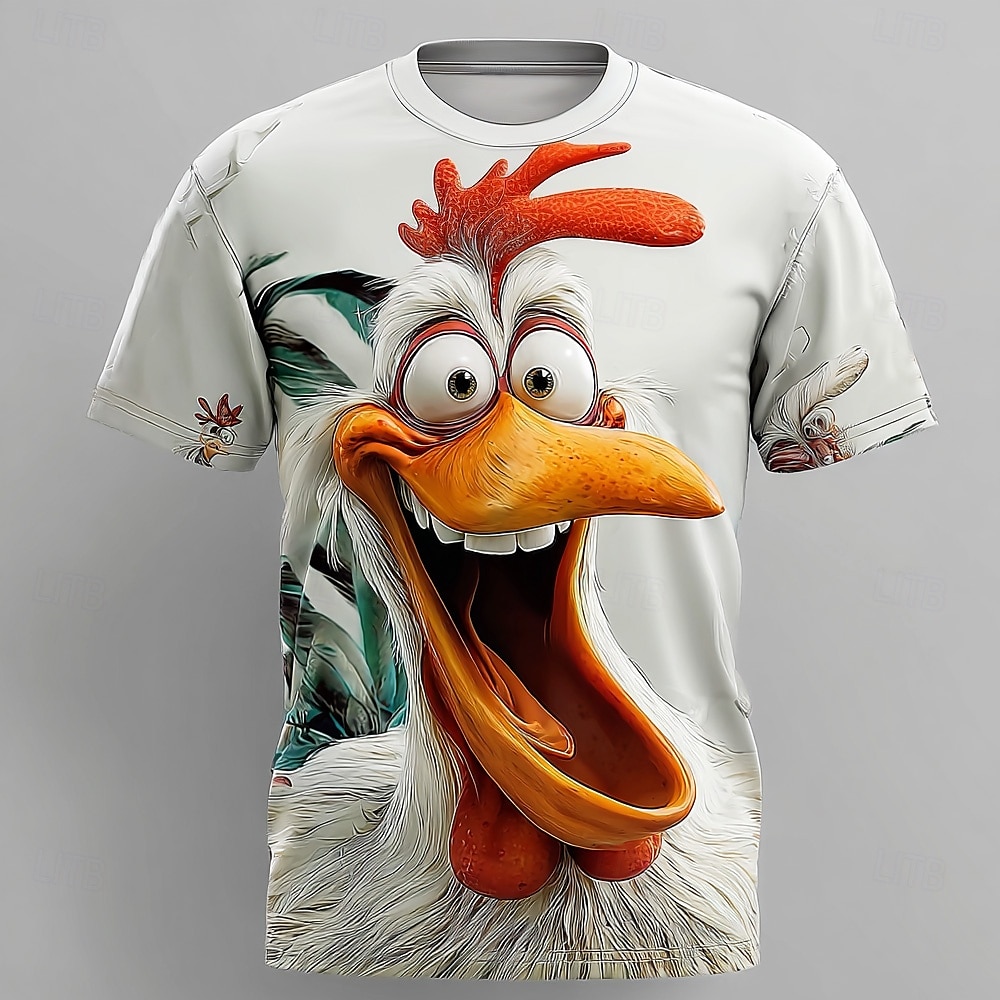 Men's Animal 3D T Shirt Short Sleeve T shirt 3D Print Crew Neck Shirt Fashion Exaggerated Daily Party Holiday White 1 White 2 White 3 Summer Spring All Seasons Clothing Apparel S M L XL XXL XXXL 2025 - $17.99 –P3