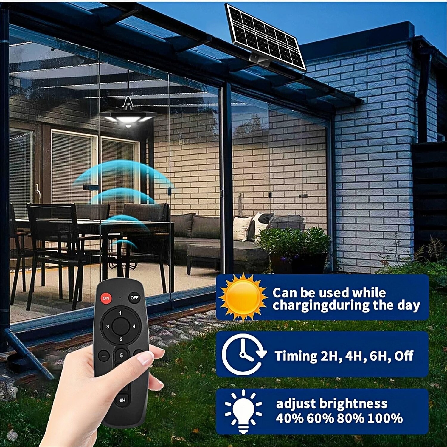 Solar Shed Light Solar Pendant Light Indoor Outdoor 228/180 Led  5 Modes With Remote Control For Barn Gazebo Garage  1PC 2025 - CAD $116.57 –P11