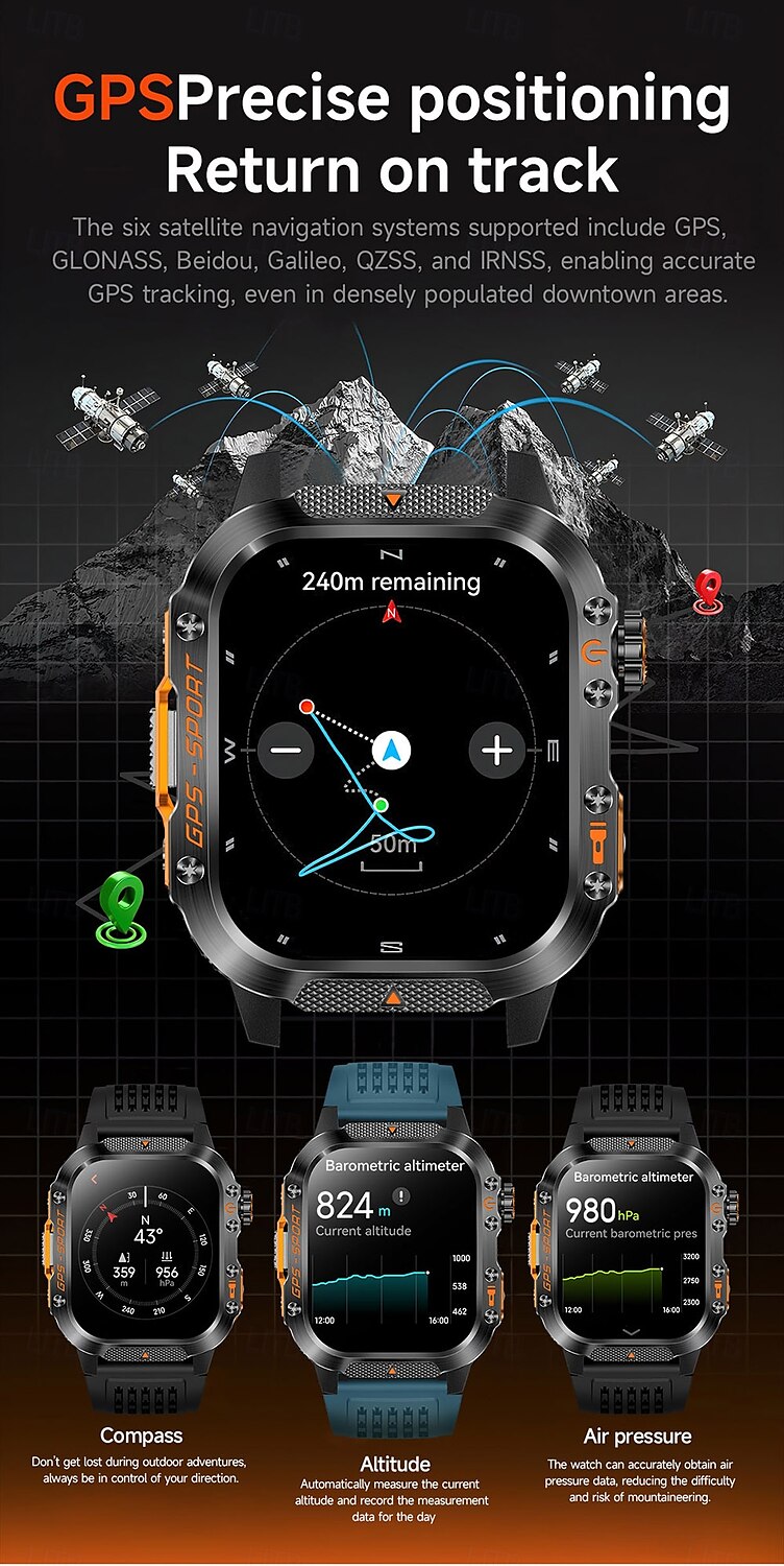 New Imosi GPS Smart Watch 2.01 Ultra HD Display Built-in GPS & Compass Make/Receive Phone Calls Smartwatch 540mAh Battery 3ATM Waterproof 2025 - $51.99 –P4