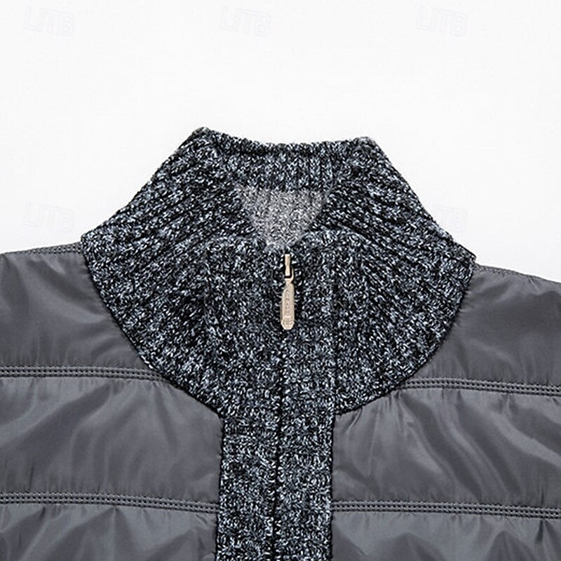 Herren Strickjacke Kurzer Pullover Reißverschluss-Pullover Strickpullover Gerippt Stricken Normale Oberteile Patchwork Tasche Einfach Stehkragen Mode Klassisch Urlaub Alltagskleidung Bekleidung 2025 - $28.99 –P7