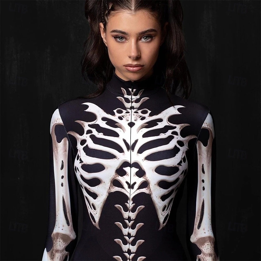 Скелет День всех святых Боди Комбинезон для всего тела Страшный костюм Детские Взрослые Муж. Жен. Мальчики Хэллоуин Карнавал День мертвых Выступление Для вечеринок Для клуба Легкие костюмы на Хэллоуин 2025 - $29.99 –P3