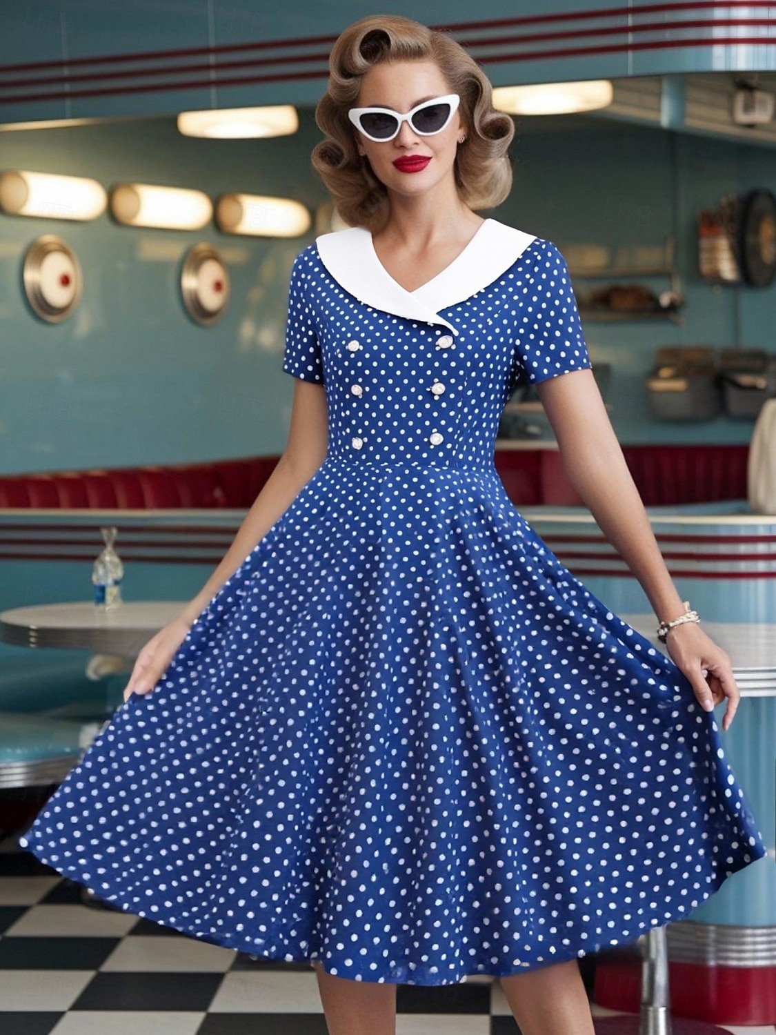 Retro Vintage 1950s Rockabilly Knee Length Dress Swing Dress Flare Dress Normal Polka Dot A-Line V Neck Fancy Dress Women's Carnival New Year Masquerade Daily Wear Tea Party Retro Theme Party Adults' 2026 - $34.99 –P10