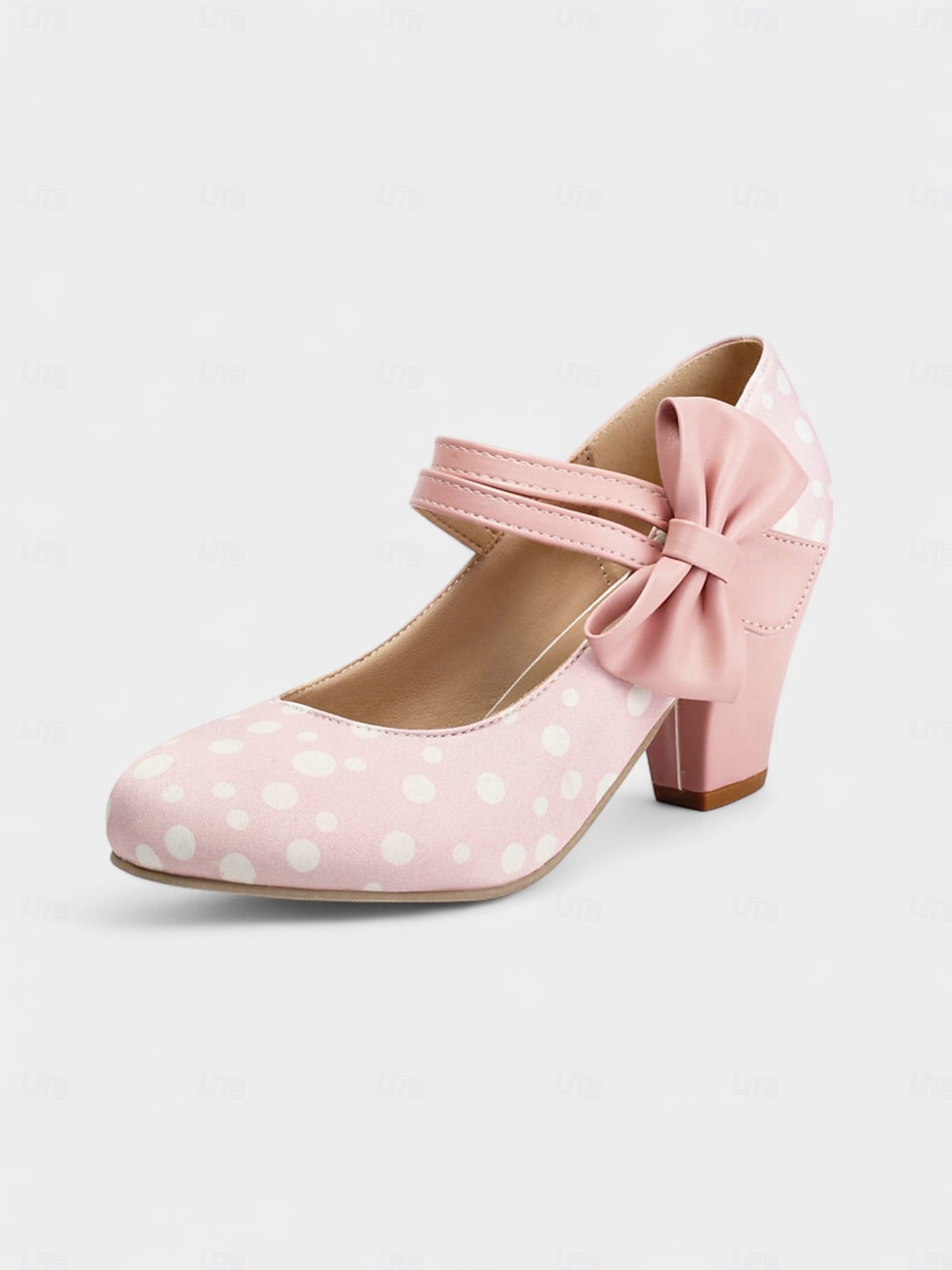 Escarpins Mary Jane roses à pois pour femmes des années 1950 – de jolis escarpins rétro à talons carrés et brides à nœud pour les fêtes, les goûters et les tenues d'inspiration vintage de 2025 ? $46.99 –P3