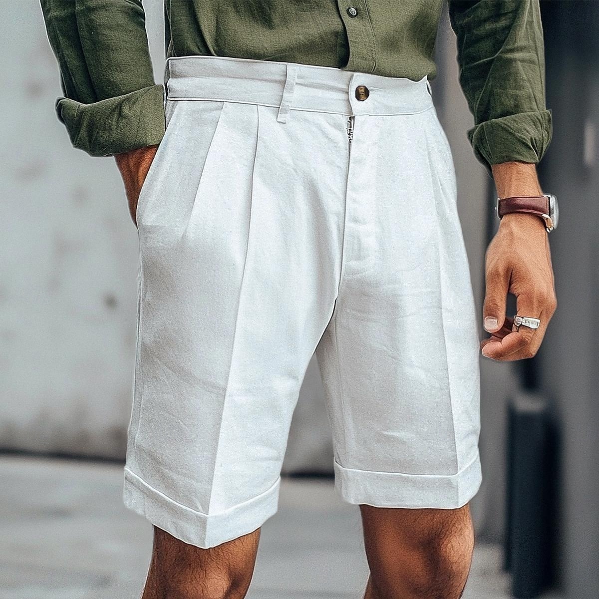 Per uomo Shorts Shorts di Lino Pantaloncini Estivi Shorts da Spiaggia Pantaloni plissettati Gamba Dritta Semplice Morbido Traspirante Lunghezza al ginocchio All'aperto Casuale Quotidiano Vacanza Moda del 2025 a $23.99 –P1