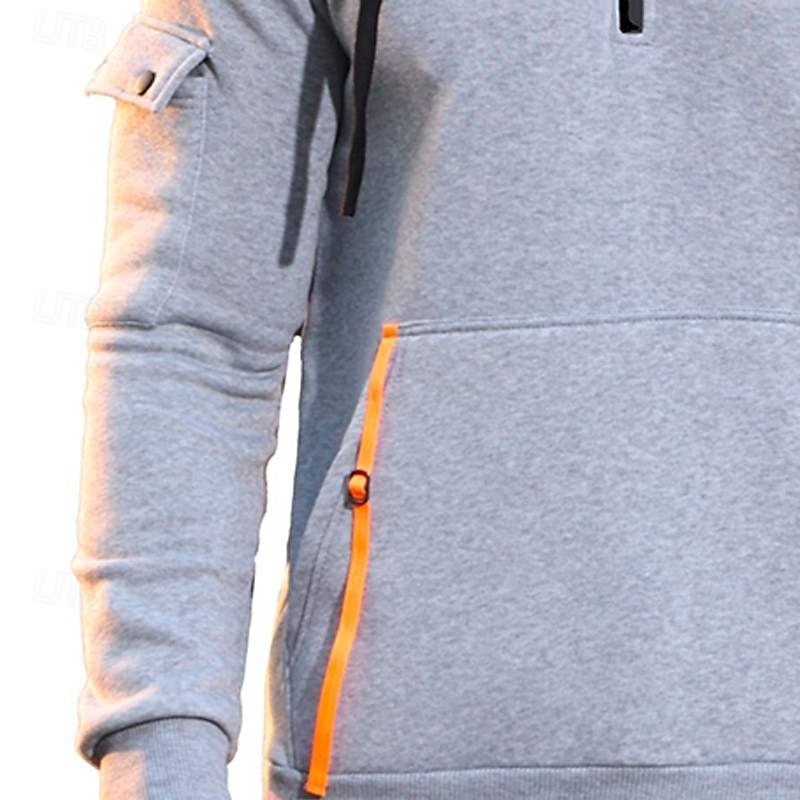 Per uomo Felpa con cappuccio Felpa con cappuccio e zip corta Felpa con cappuccio in pile Felpa con cappuccio tattica Nero Blu marino Cachi Grigio scuro Grigio Con Cappuccio Semplice Patchwork Sport del 2025 a $23.99 –P6