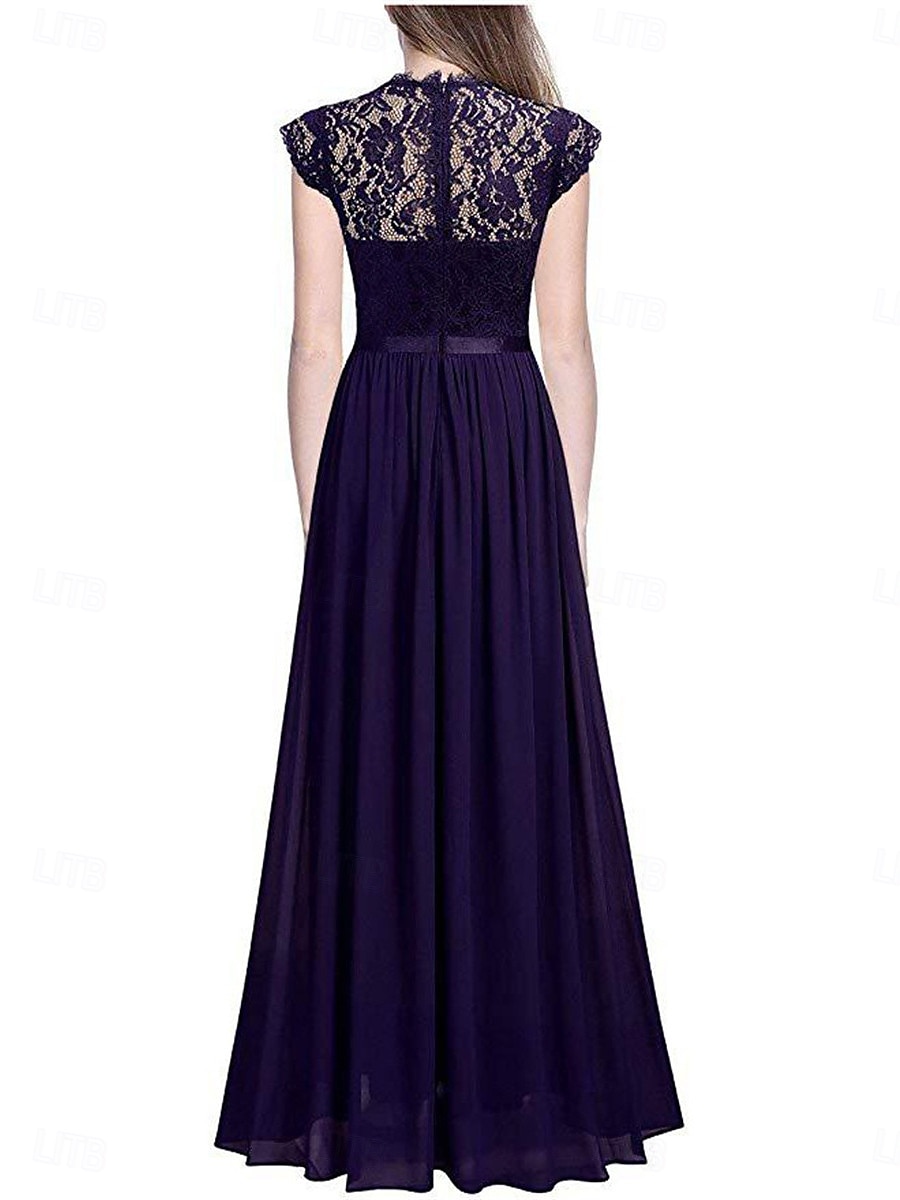 Pentru femei Rochie Lunga Rochie Maxi Rochie de dantela Rochie de Cocktail Rochie pentru invitata de nunta Șifon Elegant Modă Modern În aer liber Petrecere cu cocktail Fit regulat Simplu Manșon scurt 2025 - $27.99 –P15