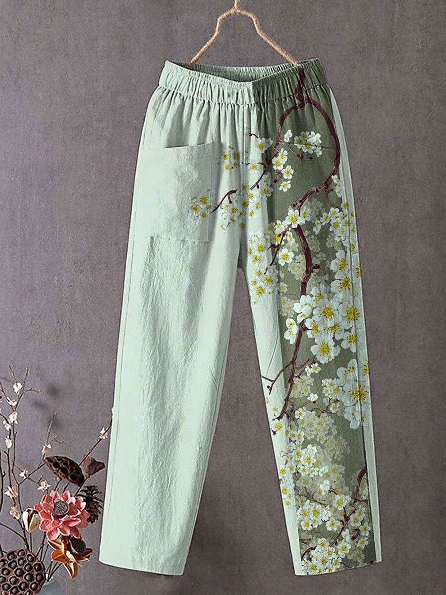 Damskie Typu Chino Luźne spodnie Prosta Urlop Zabytkowe Moda Pełna długość Wysoka talia Kwiaty Graficzny Kratka Haft Kieszeń Drukowanie Miękka Oddychający Nieelastyczny Formalny Na zewnątrz Urlop 2025 - $37.99 –P4