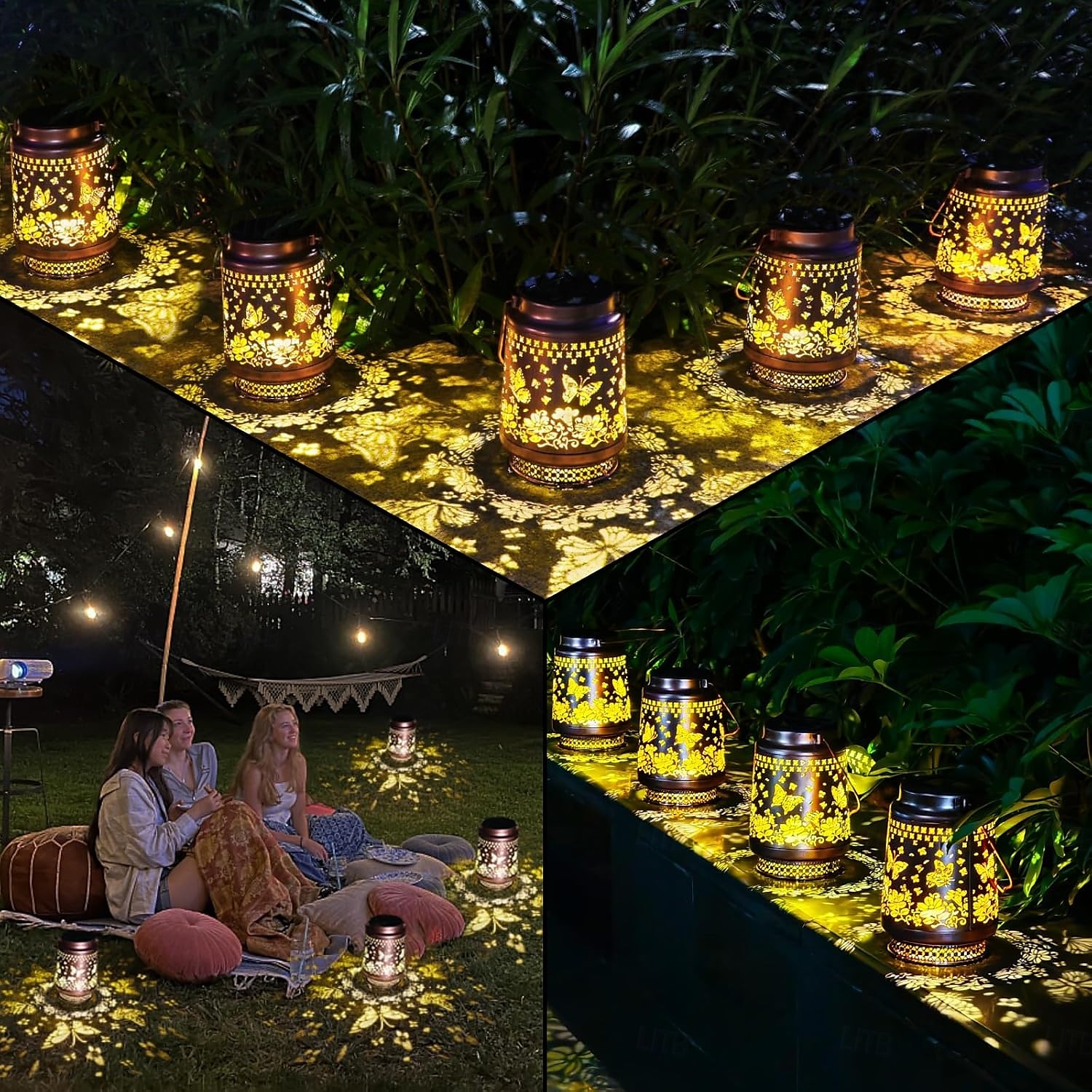 1 lanterna di proiezione in metallo a forma di farfalla solare impermeabile per esterni, cortile, giardino, sentiero, prato, terrazza, luce decorativa del 2025 a $21.99 –P2