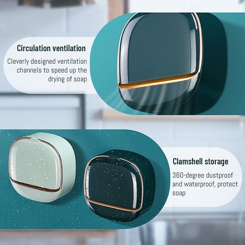 Luxury Soap Holder with Drain Tray Wall Mounted Design No Drilling Required Stylish Soap Storage Box for Bathroom Convenient Water Draining Tray for Bar Soap and Laundry Use 2025 - $9.99 –P5