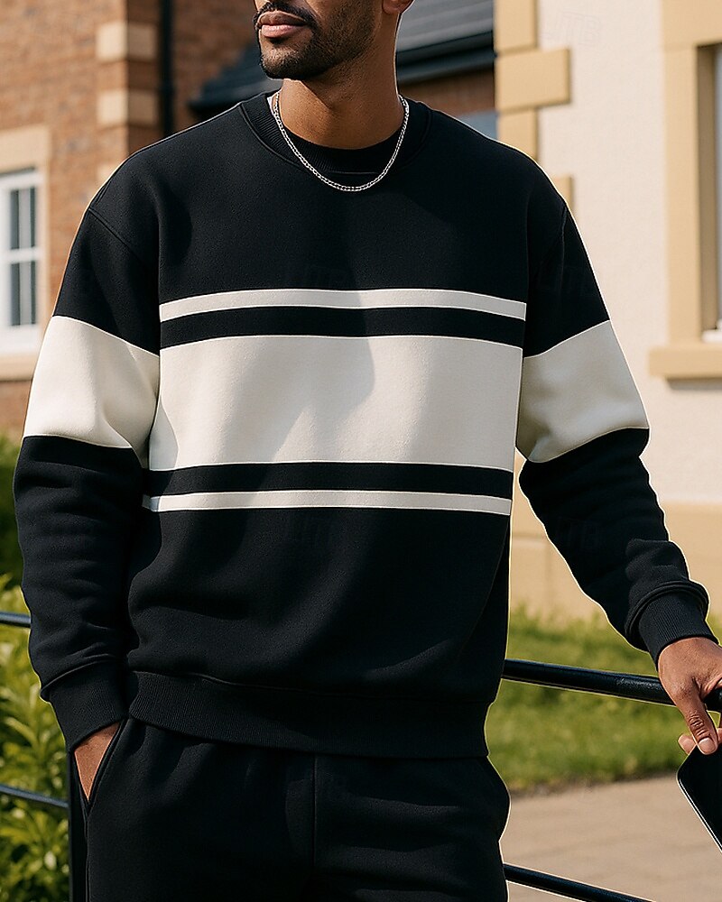 Herren Pullover Langarm Oberteil Athleisure Atmungsaktiv Leger Sportbekleidung Sportkleidung Patchwork Schwarz Beige Grau 2025 - $15.19 –P4