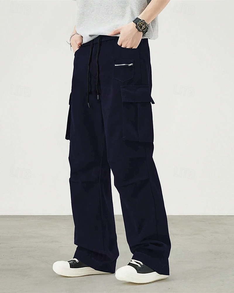 Męskie Spodnie cargo Spodnie Ściągana na sznurek Elastyczny pas Multi Pocket Równina Zdatny do noszenia Codzienny Na zewnątrz Kemping i wycieczki Moda Klasyczny Czarny Zieleń wojskowa 2026 - $24.99 –P7