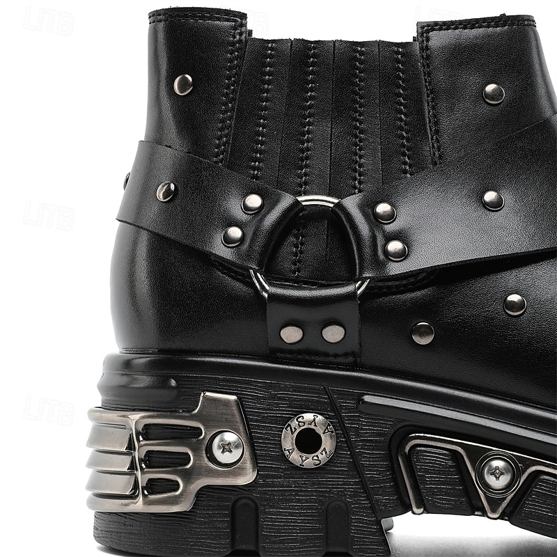 Per uomo Stivali Stivali da biker Camminata Vintage Casual Britannico Microfibra Confortevole Antiscivolo Caldo Stivaletti Mocassino Fascia Elastica Nero Argento Autunno Inverno del 2026 a $99.99 –P7