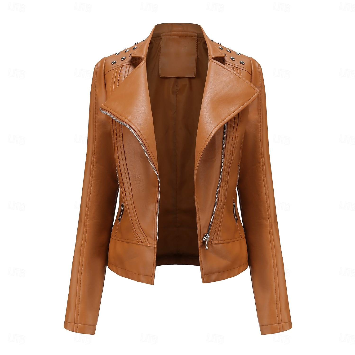 Per donna Giacca in Ecopelle Confortevole Tasca Cerniera completa Moda Stile da Strada Semplice All'aperto Casual Quotidiano Regolare Collo alla coreana Vestibilità regolare Manica Lunga Capispalla del 2025 a $44.99 –P8