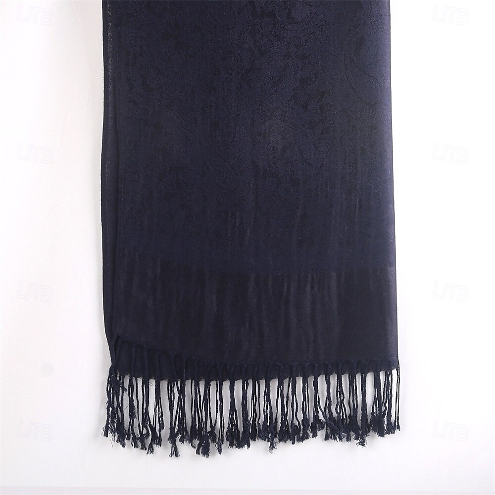 Damhalsduk i paisleymönstrad jacquardmönster i akryl – varm, trendig lång franssjal med etnisk stil för hösten &vinter 2025 - $14.99 –P13