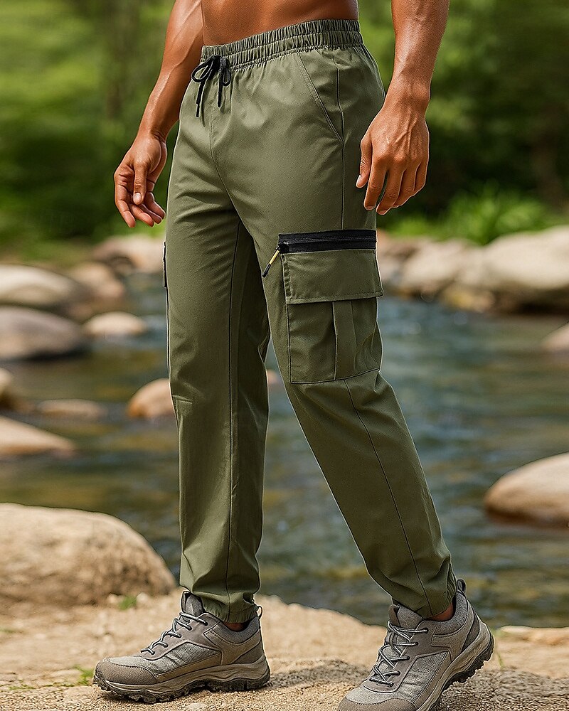 Herren Cargohosen Wanderhosen Regenhose zum Wandern Außen Normale Passform Wasserdicht Winddicht Leicht Unterteile Tasche Schwarz Armeegrün Camping / Wandern Laufen S M L XL XXL 2025 - $21.99 –P1