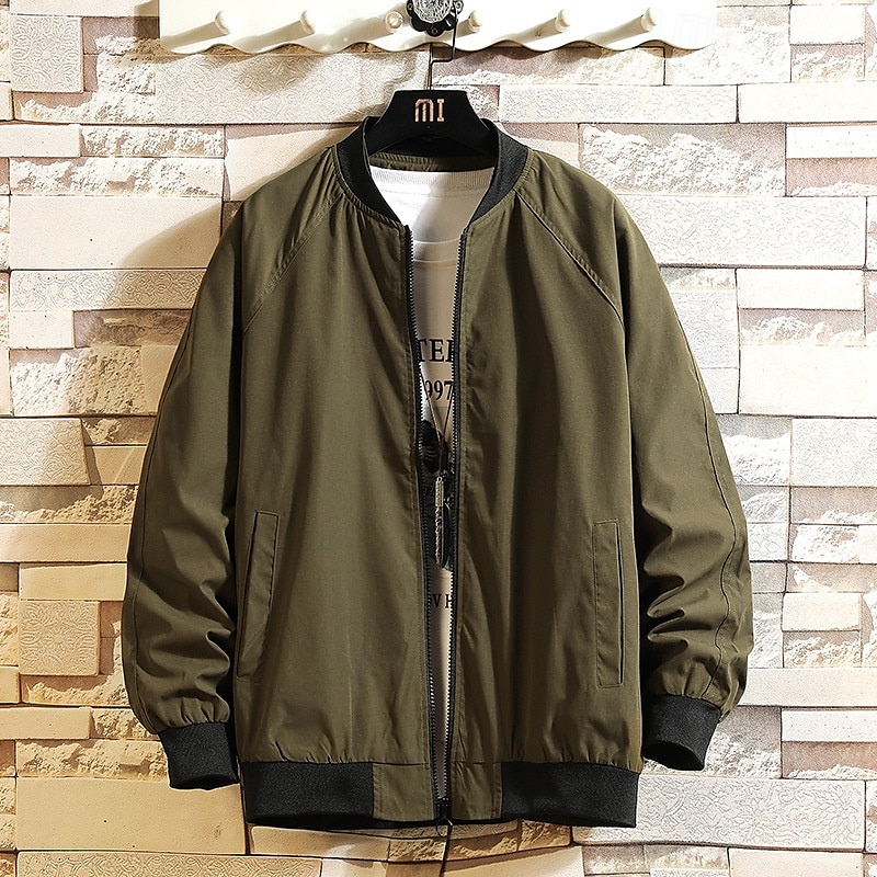 Herren Leichte Jacke Freizeitjacke Urlaub Täglich Atmungsaktiv Tasche Frühling Herbst Farbblock Mode Klassisch Stehkragen Regulär Aprikose Schwarz Gelb Grün Armeegrün Jacken 2025 - $35.99 –P14