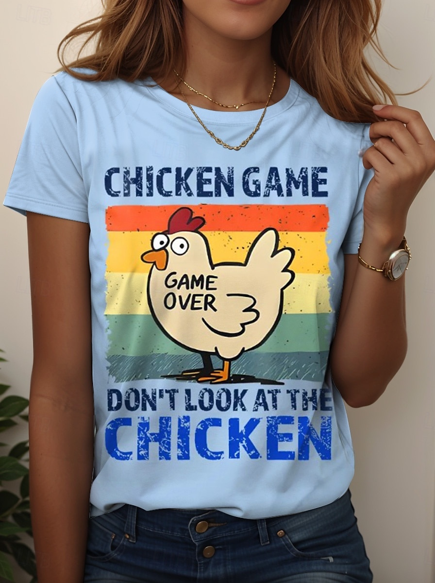 ziua Recunoștinței Pentru femei Tricou Grafic Animal Cocoș Epocă Stilat Clasic Manșon scurt Stil Nautic Rotund Topuri obișnuite Zilnic Sfârșit de săptămână Imprimeu Negru Alb Roz Îmbujorat Albastru 2025 - $19.99 –P5