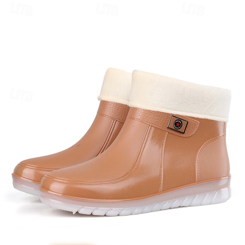 bottes de pluie courtes imperméables pour femmes avec doublure en fausse fourrure, semelle antidérapante et plusieurs options de couleurs - parfaites pour les activités de plein air en hiver de 2025 ? $32.99 –P15