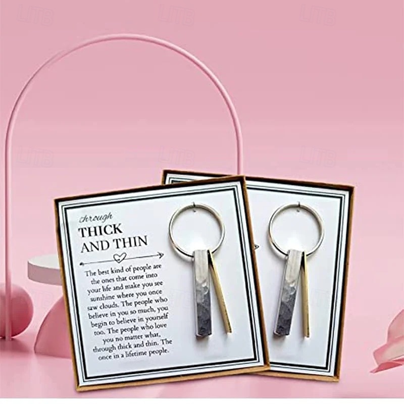 Through Thick and Thin Keychain Best Friend Gift Simple and Elegant Keyring Keychain Pendant Portable Backpack Charm Creative and Stylish Friendship Token 2025 - $7.99 –P5