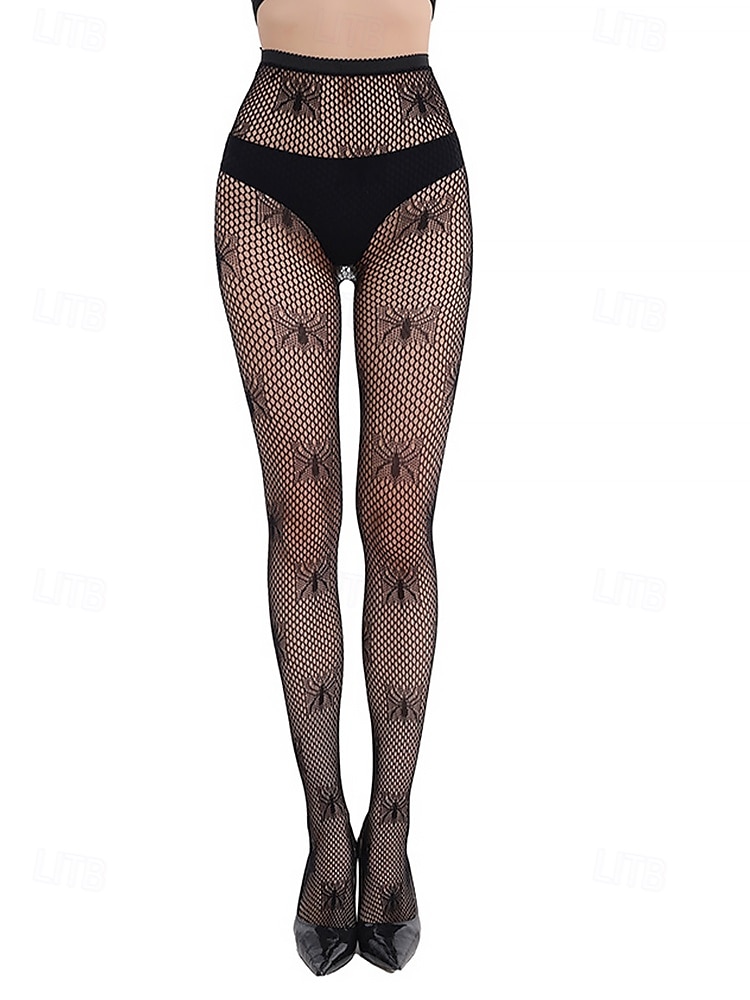 Transparente Strumpfhose mit Spinnennetzmuster für Halloween für Damen – dehnbare Netzstrumpfhose für Kostümpartys, Cosplay und Nachtclub-Outfits 2025 - $9.99 –P12