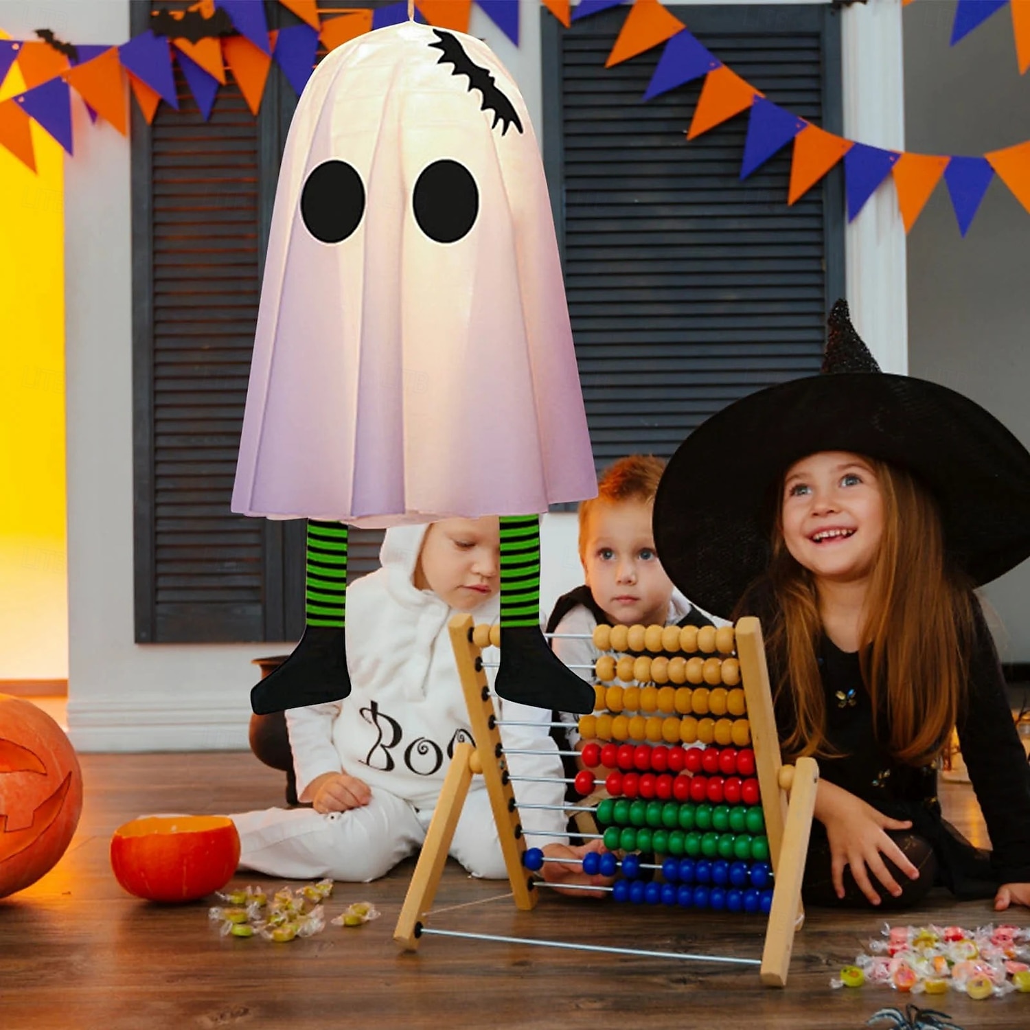 2025年 ハロウィンゴースト吊り下げゴースト屋内および屋外ポーチツリー中庭ガーデンテラス装飾ライト3照明モード風景ライト1個  コレクション – $7.99 –P4