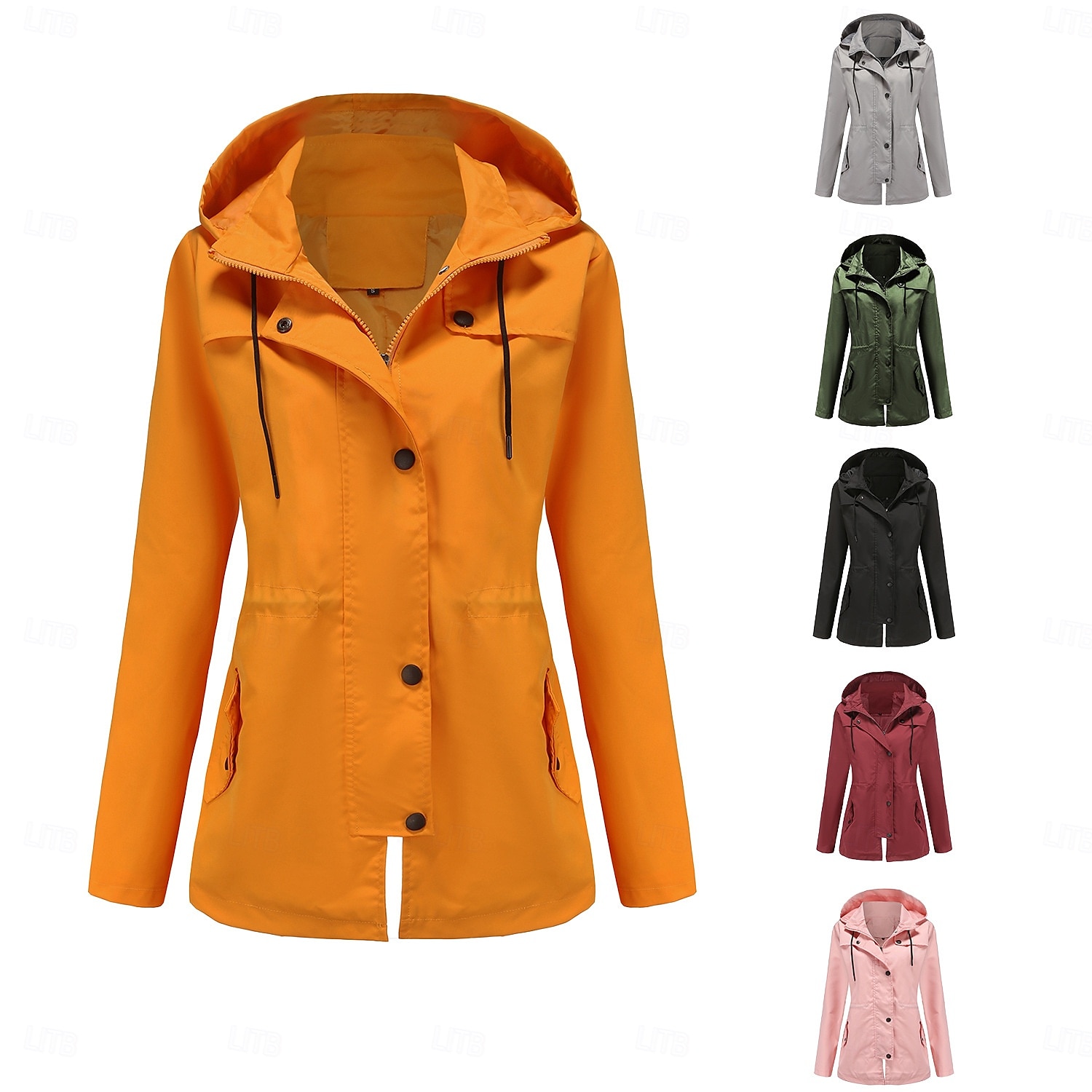 Femmes Manteau Confortable Avec Poches Fermeture intégrale Mode street style Uni Extérieur Décontracté Quotidien Long À capuche Coupe régulière manche longue Vêtements d'extérieur Noir Jaune Rose de 2025 ? $38.99 –P1