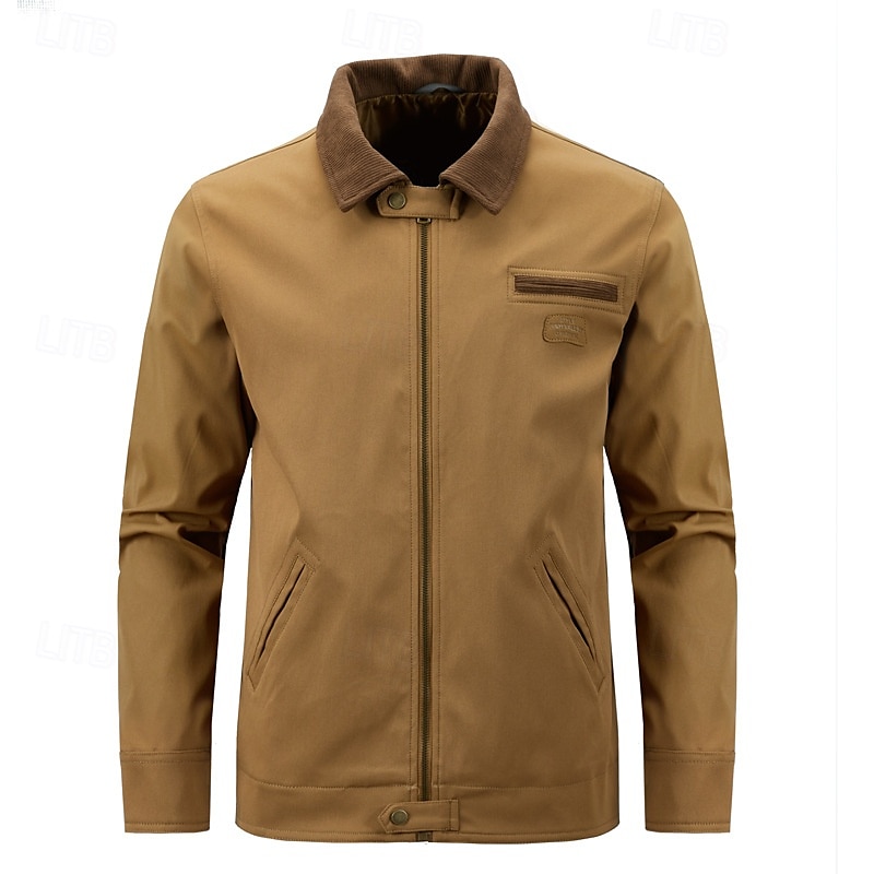 Hommes Veste de camionneur Veste Cargo Veste Tactique Occasionnel Coupe-Vent Zip Up Printemps Automne Couleur Unie ancien Tenu de travail Col de chemise Régulier Kaki Gris foncé Vert Véronèse Veste de 2025 ? $48.99 –P11