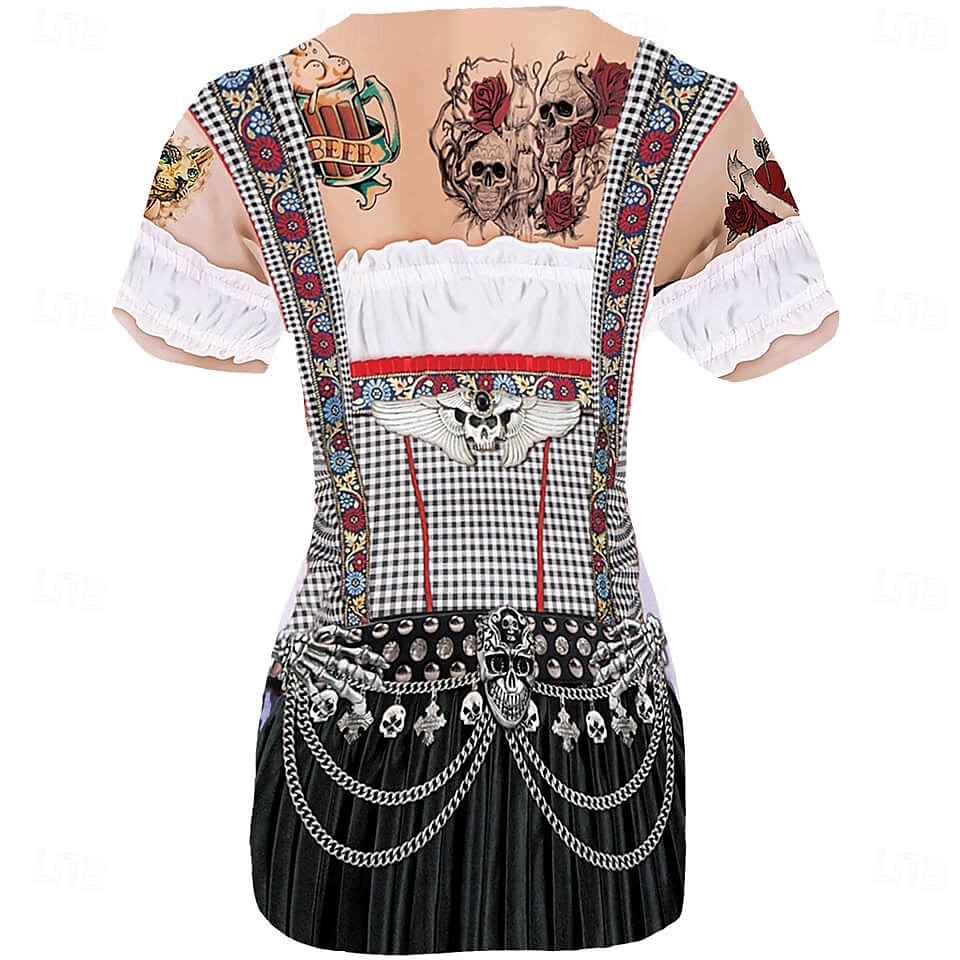 Októberi fesztivál Dirndl nyomtatás Póló bajor München Német Grafikus Kompatibilitás Női Felnőttek Farsang Októberi fesztivál 3D nyomtatás Parti Alkalmi / Napi 2025 - AU $22.89 –P2