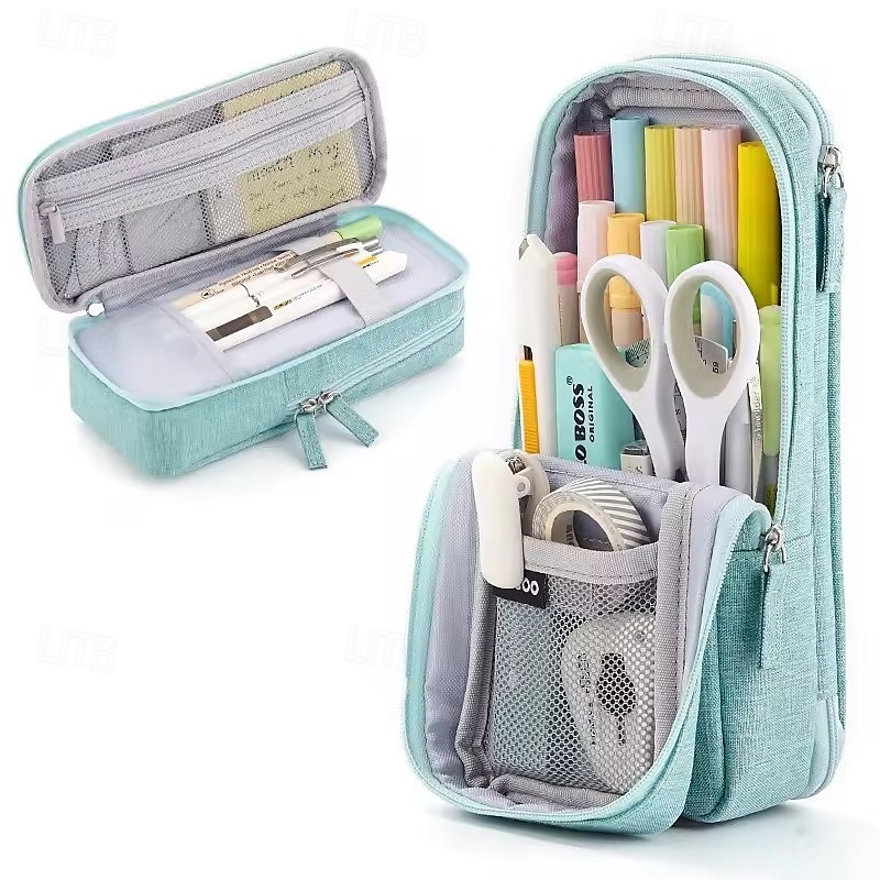 Astuccio portapenne, astuccio portapenne a due strati, pieghevole, in tessuto, porta telefono, custodia portaoggetti per cancelleria, ufficio e scuola. del 2025 a $12.99 –P6