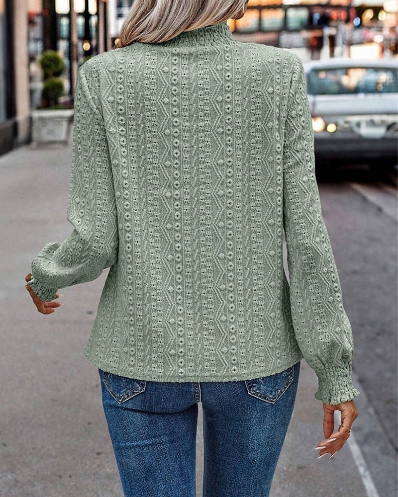 Damskie Pullover Równina Moda miejska Codzienny Wygodny Długi rękaw Wysoki Zwykłe topy Ulica Święto Wyjściowe Niebieski Zielony Beżowy Jesień 2025 - $25.99 –P6