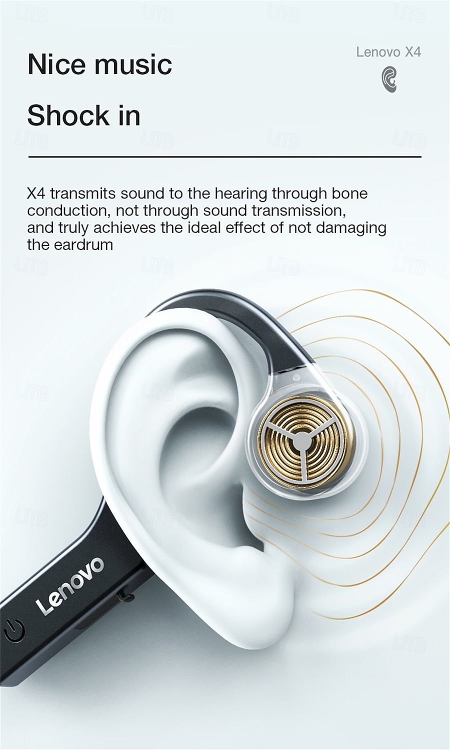 Lenovo X4 Bone Conduction Headphone Bone Conduction Headphones Bluetooth5.0 Ergonomic Design HIFI IPX5 for Apple Samsung Huawei Xiaomi MI Mobile Phone Valentine's Day Gift 2026 - $46.99 –P4