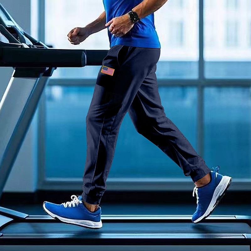 Herr Atletiska byxor Joggingbyxor Joggare Långbyxor Ficka Elastisk midja Snörning Amerikanska flaggan Komfort Utomhussport Dagligen Mode Ledigt Svart Gul Microelastisk 2025 - $18.99 –P15