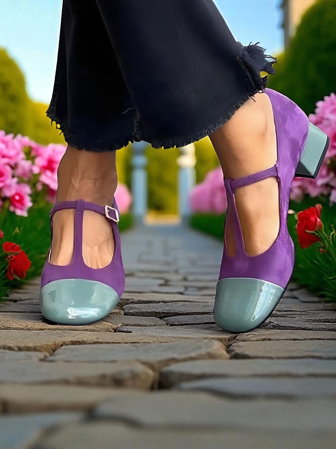 נעלי עקב מרי ג'יין בצבע אדום וורוד לנשים עם רצועת T - נעלי הליכה נוחות בסגנון צרפתי לתה של אחר הצהריים, מסיבות, משרד ותלבושות יומיומיות 2026 - $59.99 –P8