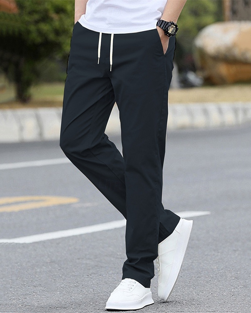 Per uomo Pantaloni Chinos Tasca Elastico in vita Coulisse Semplice Comodità Formale Feste Lavoro Moda Stile Classico Nero Verde chiaro Micro-elastico del 2025 a $17.99 –P17