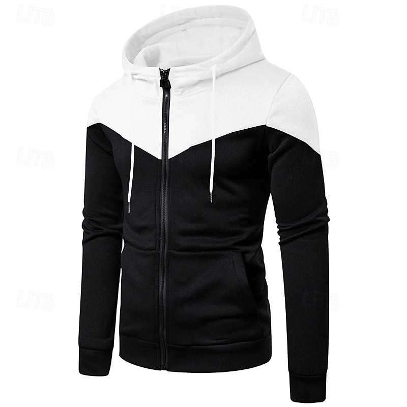 Men's Hoodie Full Zip Hoodie White Burgundy Navy Blue Gray Hooded Plain Patchwork Color Block Sports & Outdoor Casual Daily Streetwear Cool Designer Spring &  Fall Clothing Apparel Hoodies 2025 - $23.99 –P5