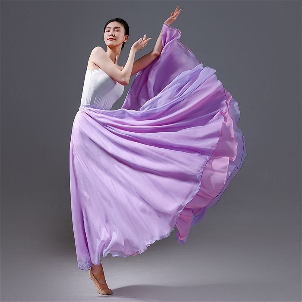 2025年 女性用妖精叙情的なダンススカート両面モダンバレエスイングスカートダンスドレスパフォーマンス写真撮影用  コレクション – $65.99 –P9