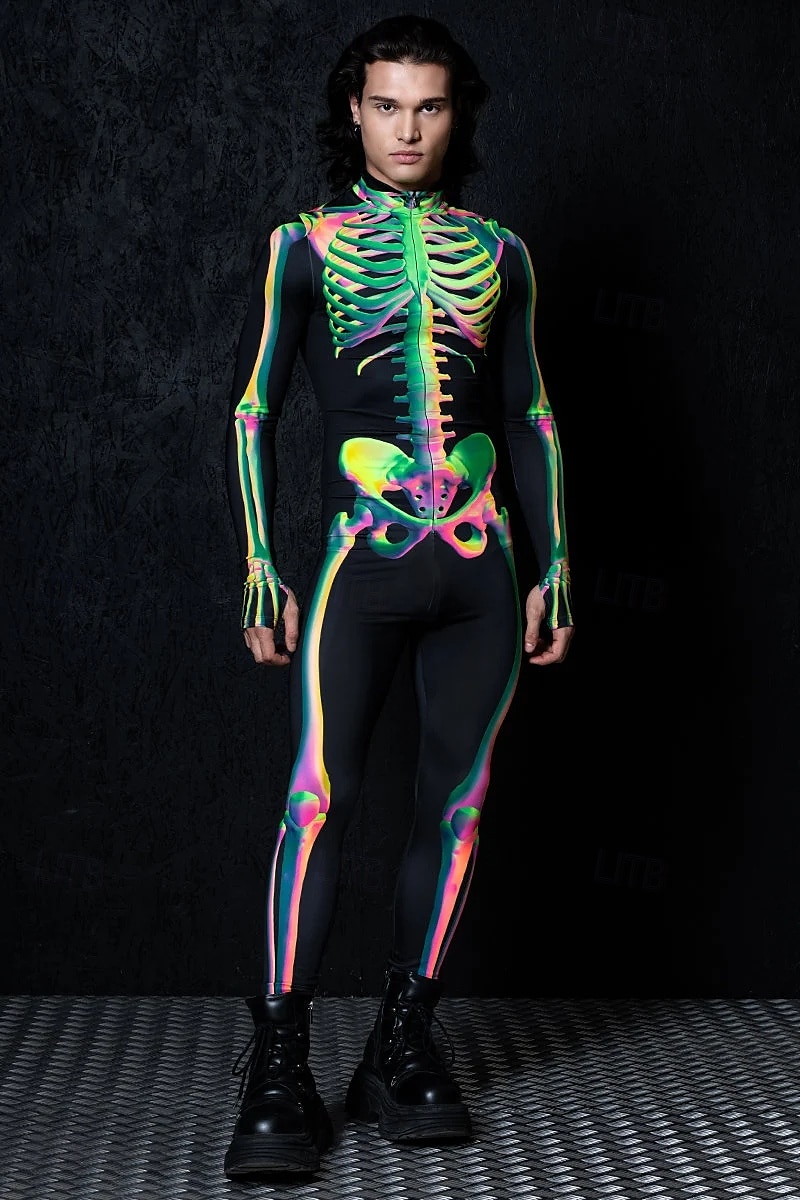 koponya csontváz test halloween csoportos páros jelmezek teljes testes macskaruha ijesztő jelmez férfi női fiú gyermek felnőttek előadás buli klub halloween karnevál halottak napja könnyű 2025 - $29.99 –P2