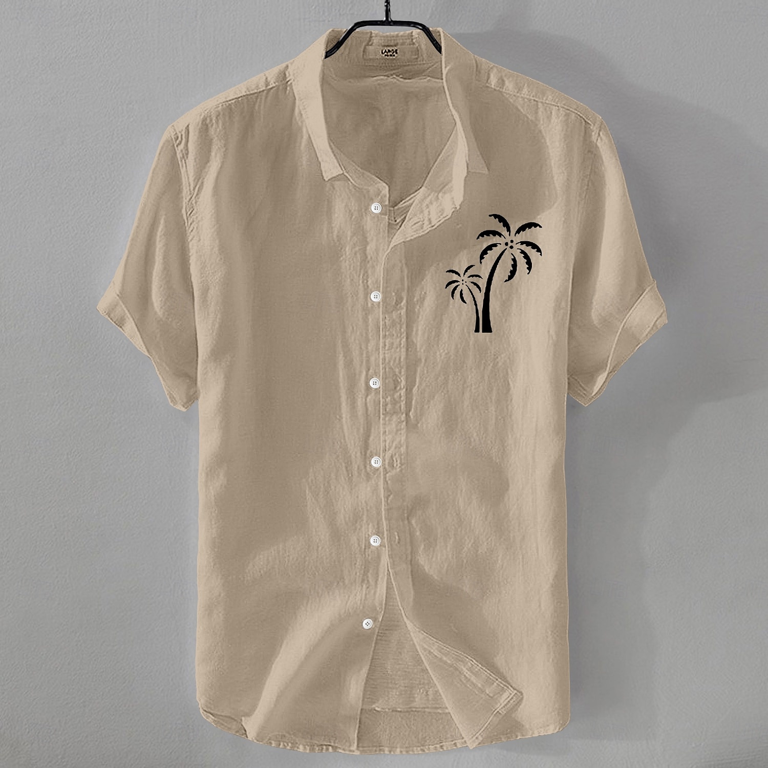 Men's Shirt Linen Shirt Summer Shirt Beach Shirt Button Up Shirt Coconut Tree Vacation Casual Black White Light Green Pink Short Sleeve Turndown Summer Clothing Apparel 2025 - $21.99 –P7