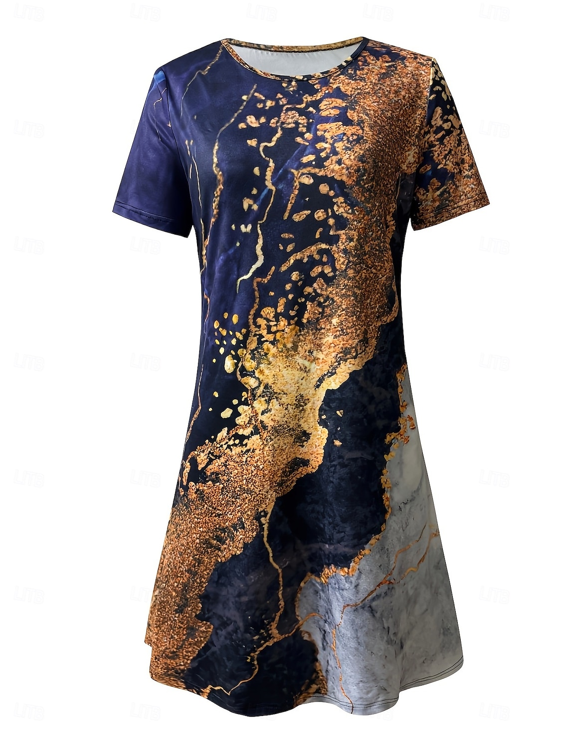 Pentru femei Rochii Midi Rochie imprimata Modă Modern Zilnic Petrecere ceai Ieșire Potrivire Largă Floral Abstract Manșon scurt Stil Nautic Negru Galben Albastru piscină Albastru Închis Vară Primăvară 2025 - $23.99 –P7