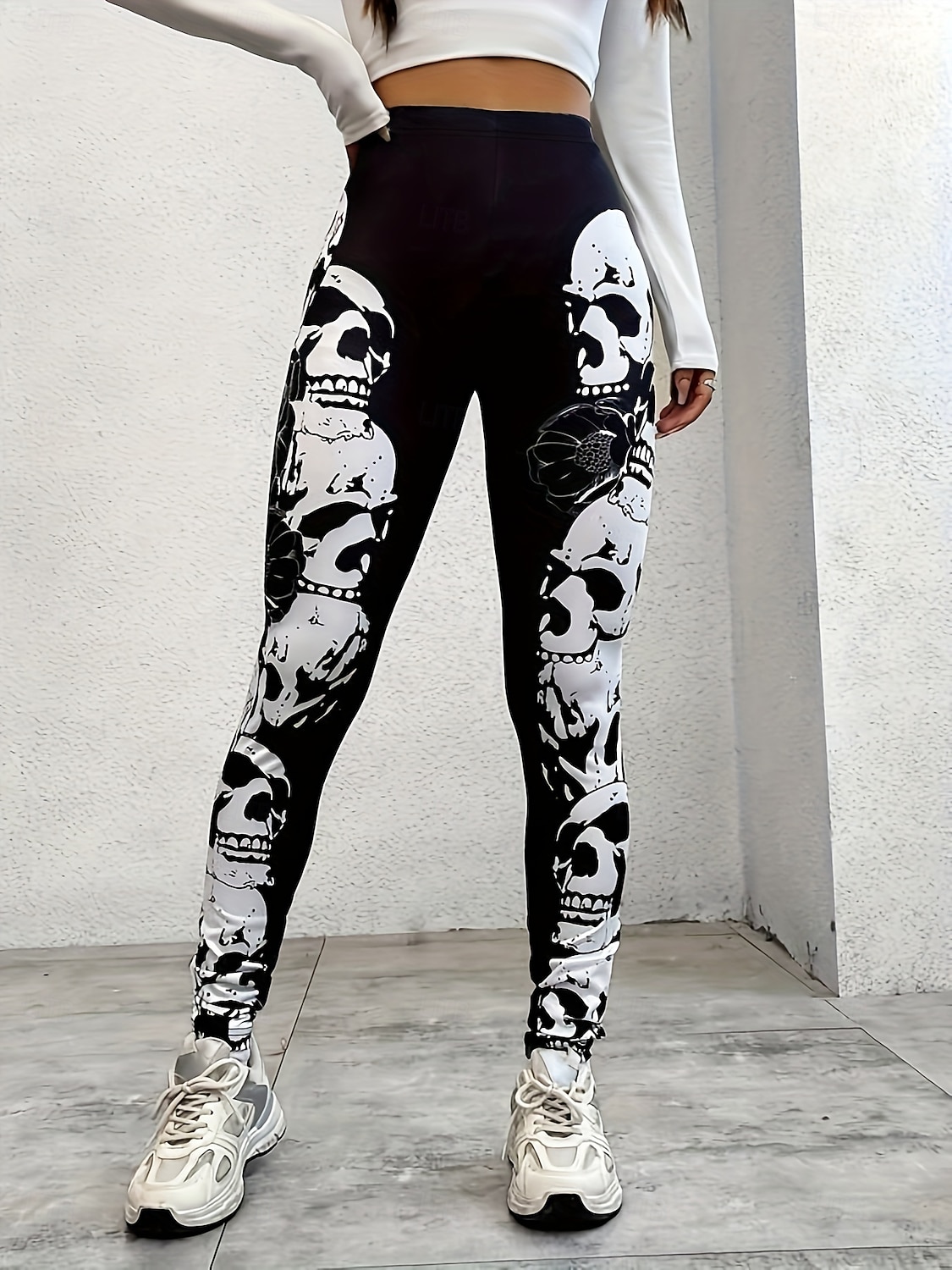 Femmes Leggings Vacances ancien Mode Longueur cheville Taille hautePantsHalloween Graphique Crâne Impression Doux Respirant Élastique Formel Extérieur Vacances Noir Printemps Automne Hiver Coupe Slim de 2025 ? $22.99 –P1