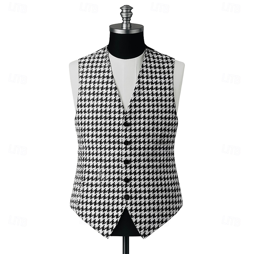 A bărbaților Nuntă Petrecere Costume Negru+Alb Oficial Picior de vară Fit adaptat Set 3 piese Un singur rând, un nasture 2025 - $150.99 –P4